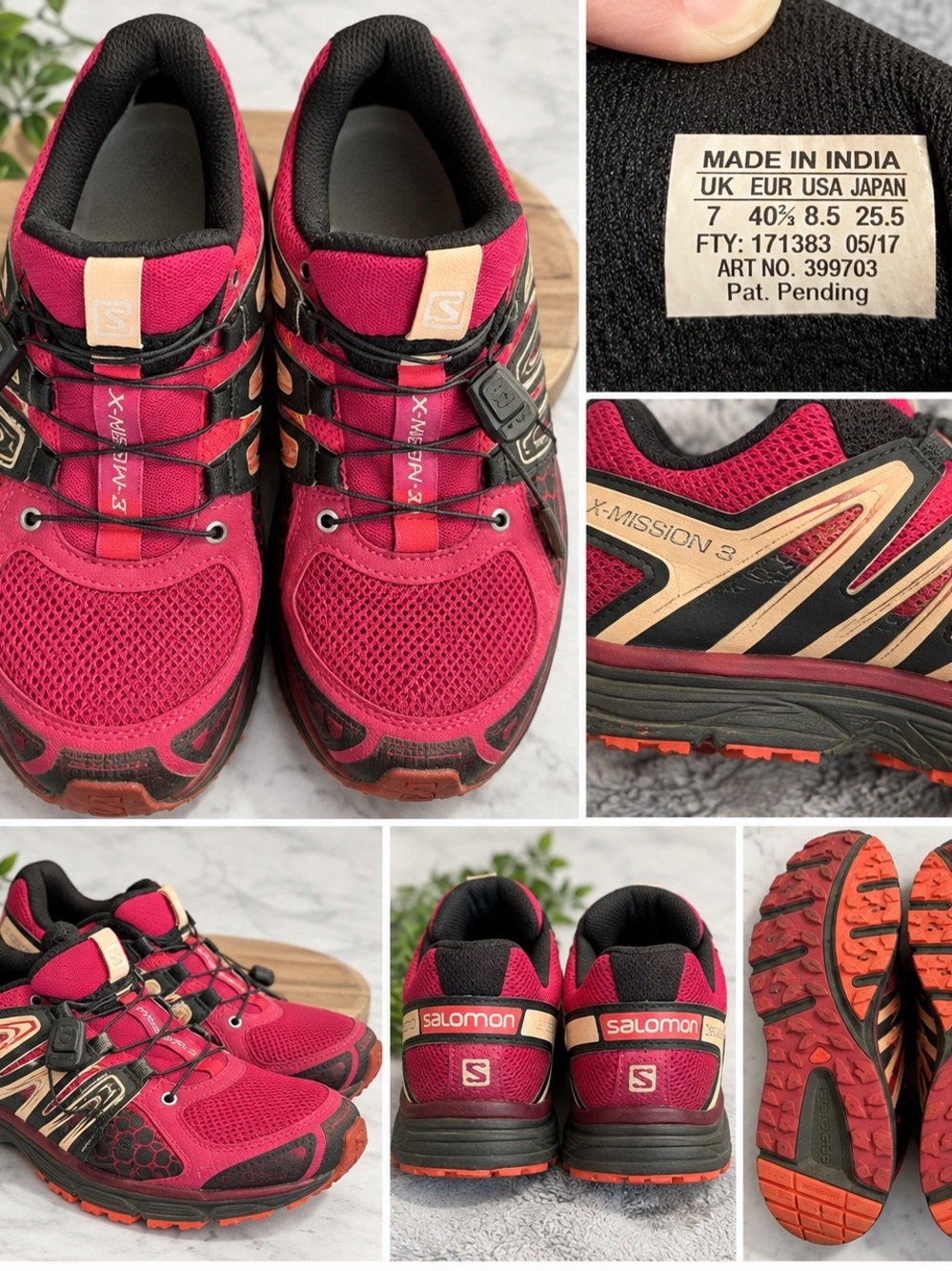 Salomon X‑Mission 3 Women's Trail Shoes in Hot Pink & Black with Peach Accents